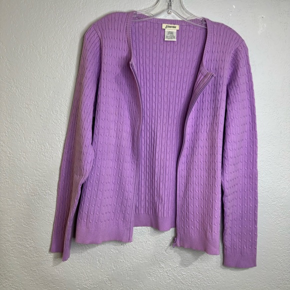 St. John’s Bay Purple Ribbed Zip-Up Knit Cardigan Sweater Stretch Size L - Picture 4 of 14